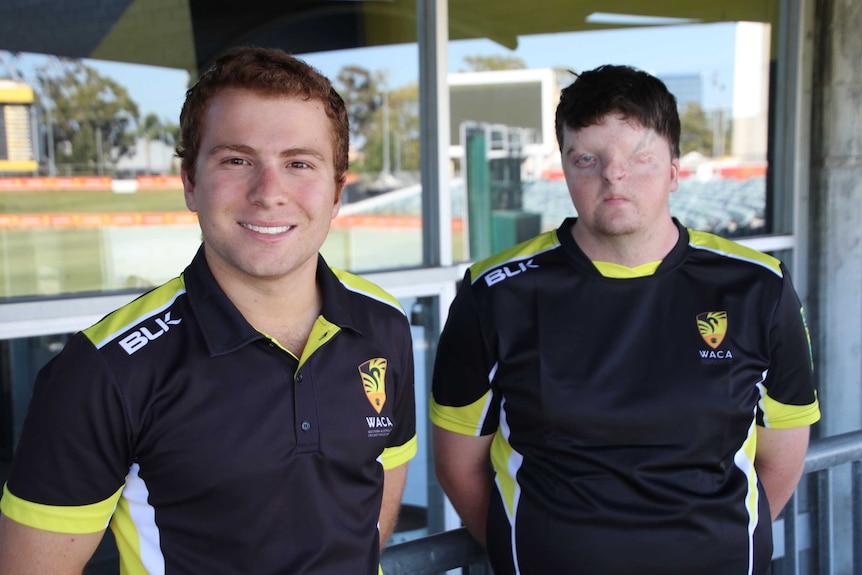 Steffan Nero with fellow blind cricketer Brad Brider.