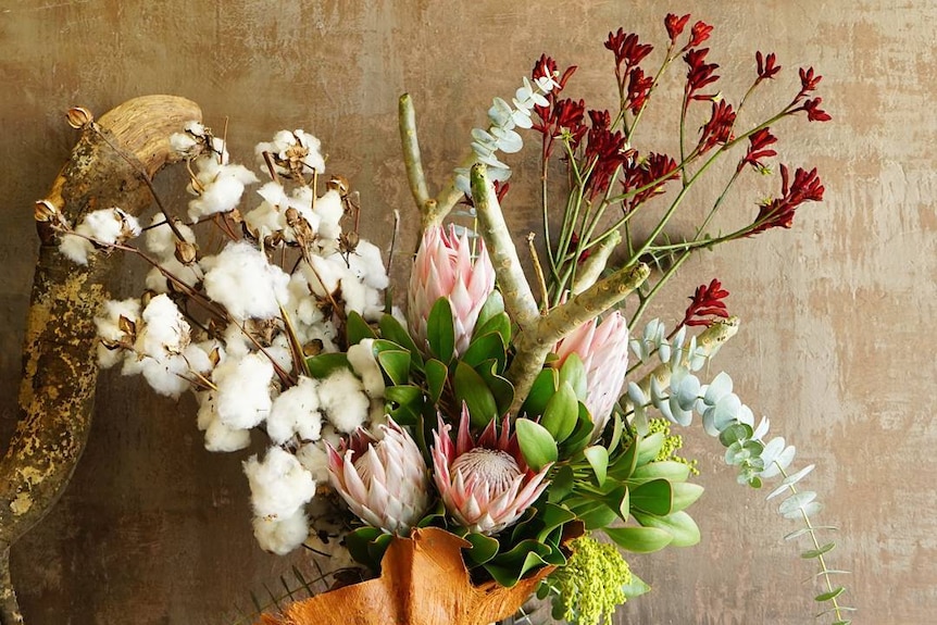 Cotton featured in an arrangement by Buds and Bowers.