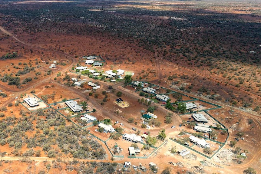 Aerial view of remote community of Yulga Jinna, Western Australia.