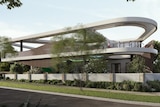 A render of a futuristic looking double storey building