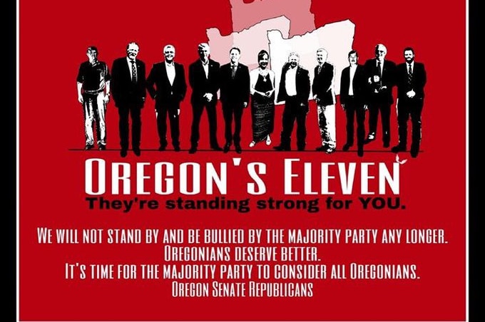 A poster made in support of Republican politicians who walked out of the Oregon Capitol.