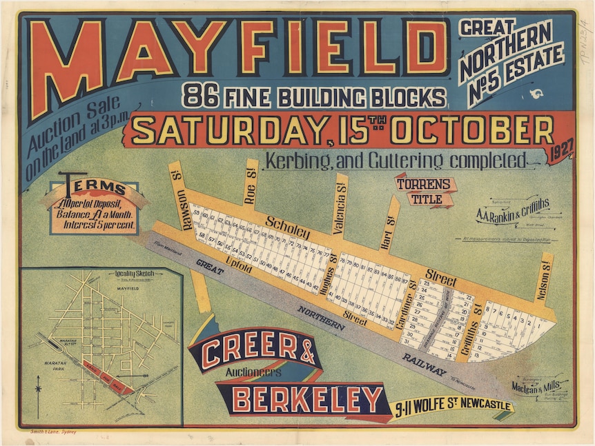 A colourful subdivision plan of Mayfield from 1927