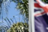 The Australian flag and a crucifix