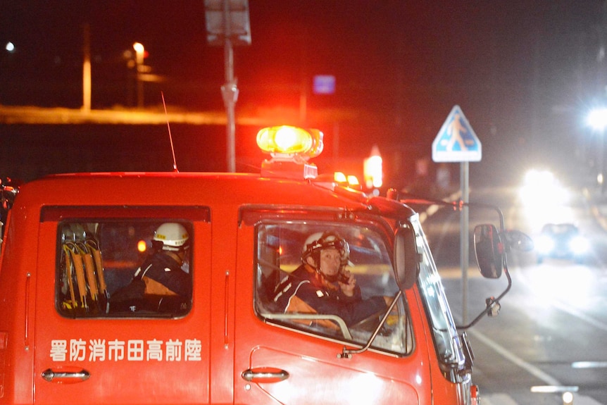 Firefighters persuade residents to evacuate after earthquake hits Iwate prefecture