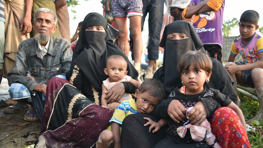 Rohingya refugees at a Bangladesh border camp.