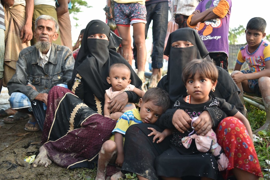 Rohingya refugees at a Bangladesh border camp.