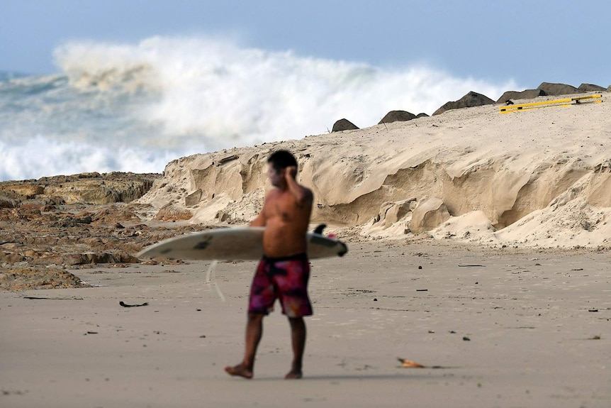 Heavy beach erosion at Snapper Rocks on the Gold Coast