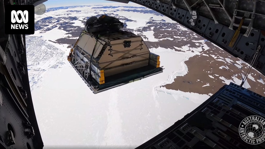 Cargo is airdropped to Antarctica during a 2022 mission