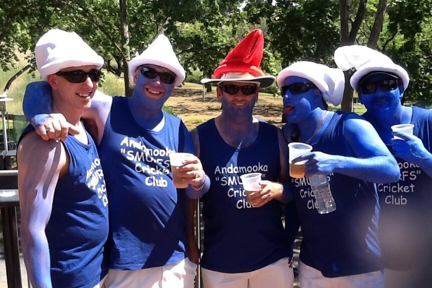 Smurfs enjoy Adelaide Oval imbibements