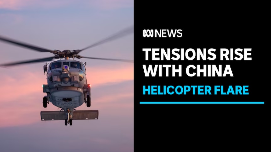 Tensions Rise With China, Helicopter Flare: Seahawk helicopter in flight. 