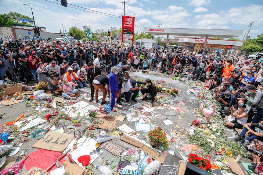 Terrence Floyd visits the site near where his brother George was killed in Minneapolis.