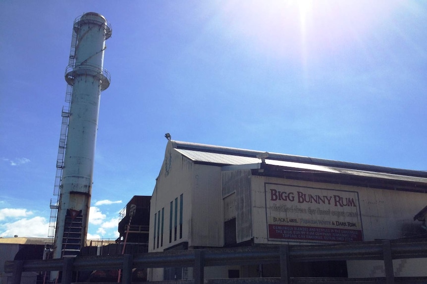 A sugar stack stands tall next to the ageing Mossman sugar mill