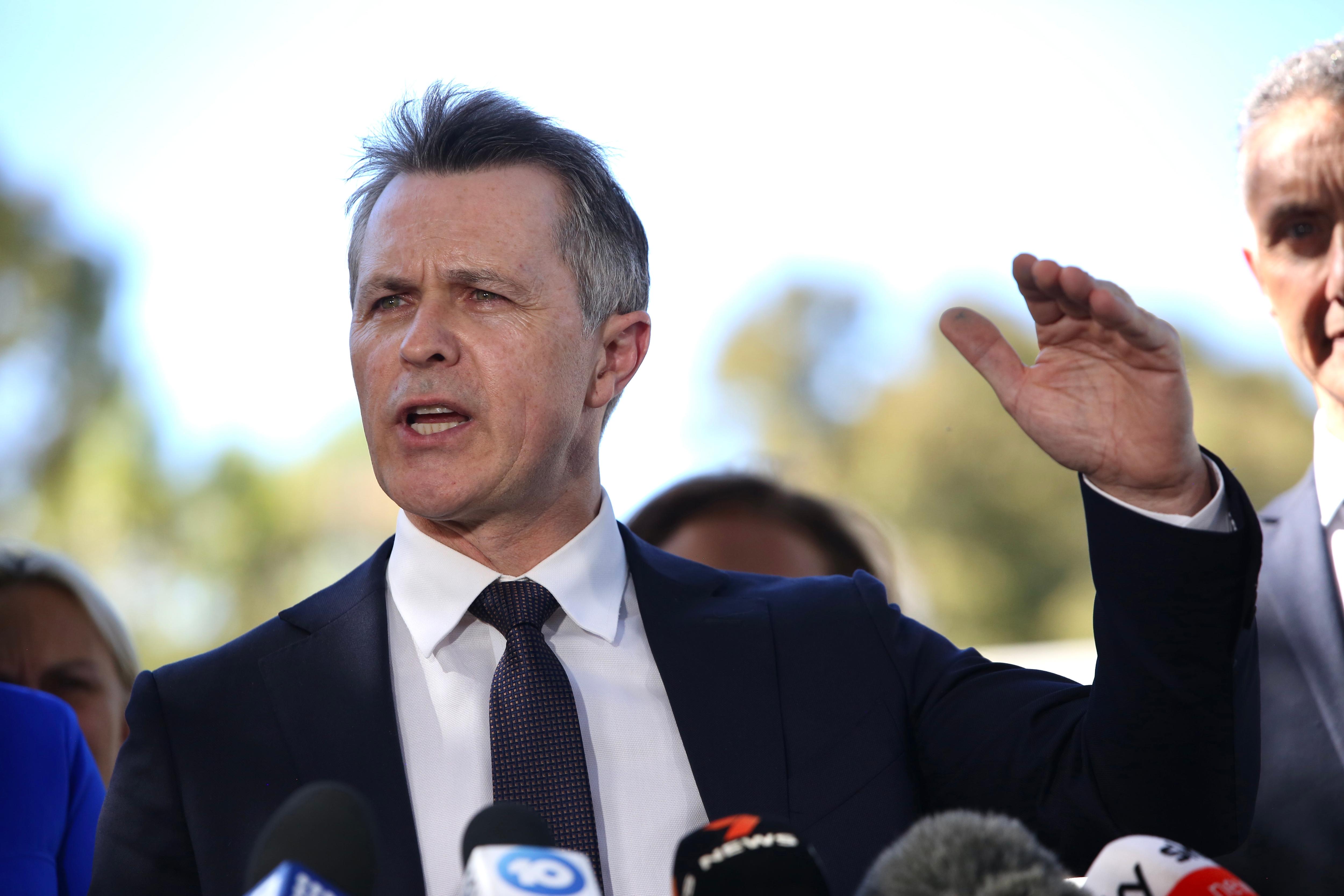 Federal education minister Jason Clare speaking at a press confernce in Perth