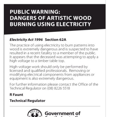 Public warning printed in SA newspaper.