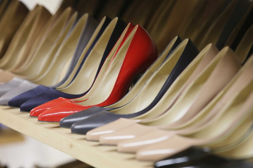 High heels on display in a store.