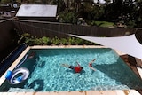 Elevated shot of backyard pool on Gold Coast