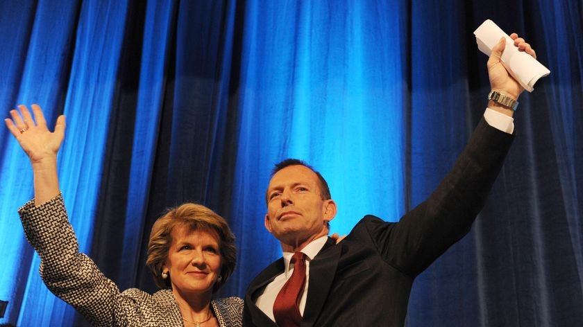Opposition Leader Tony Abbott with his deputy Julie Bishop.