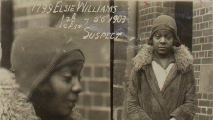 Sepia photographs of a woman (profile and side-on) in fur-trimmed coat and hat.