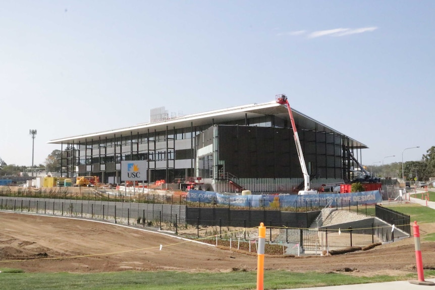 A shot of the USC petrie campus near-completion in late 2019.