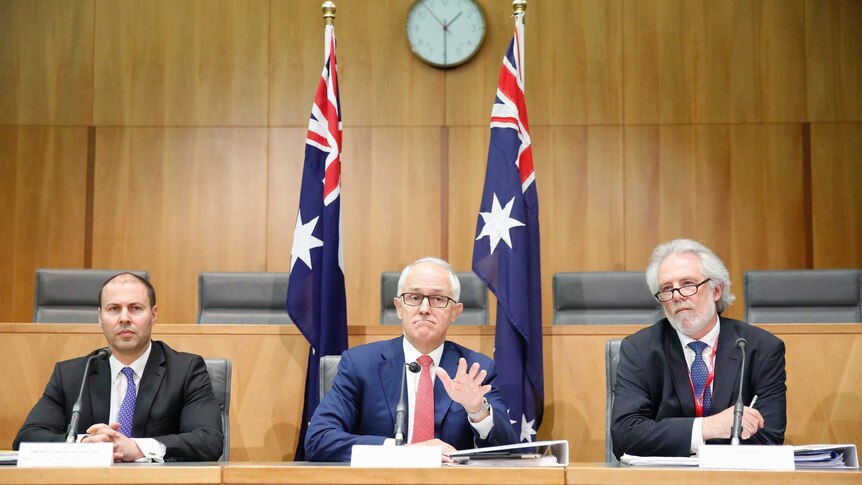 Josh Frydenberg, Malcolm Turnbull and John Pierce answer questions about the new policy