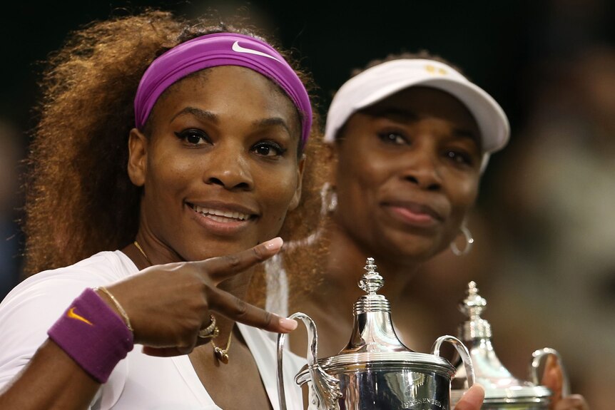Serena and Venus celebrate win