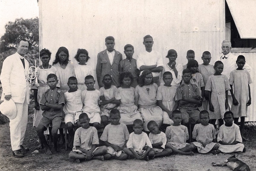 Some of the Stolen Generations of children pictured at the Kahlin Compound in 1921.