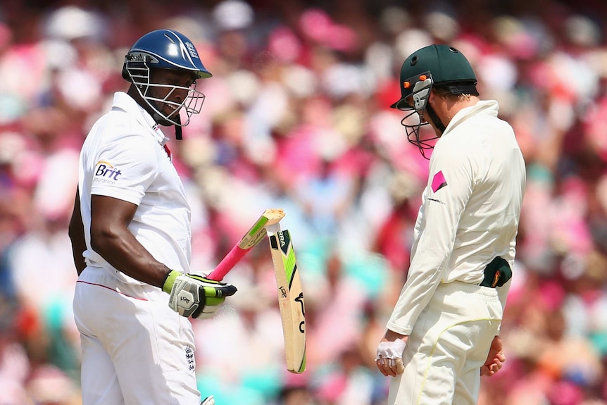 Michael Carberry breaks his bat