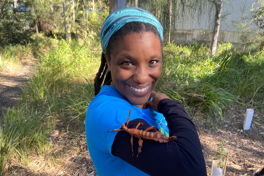 Tanya Latty with a stick insect