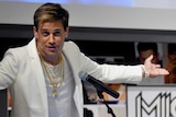 Milo Yiannopoulos speaks at the University of Colorado earlier this year.