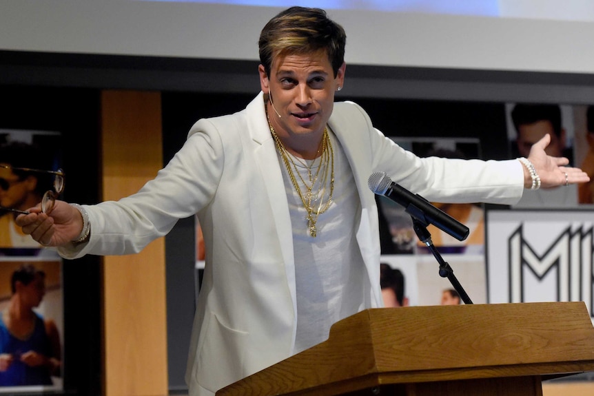 Milo Yiannopoulos speaks at the University of Colorado on January 25, 2017.