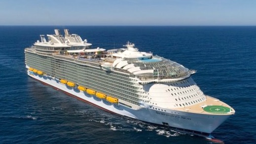 A cruise ship on the sea.