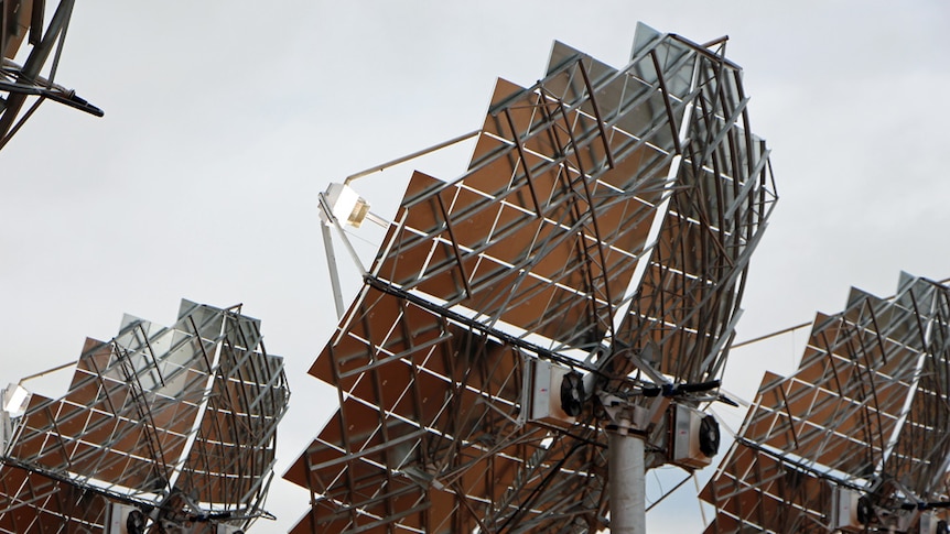 Australia's largest solar electricity plant using satellite dishes covered in mirrors at Carwarp, south of Mildura in north-west Victoria