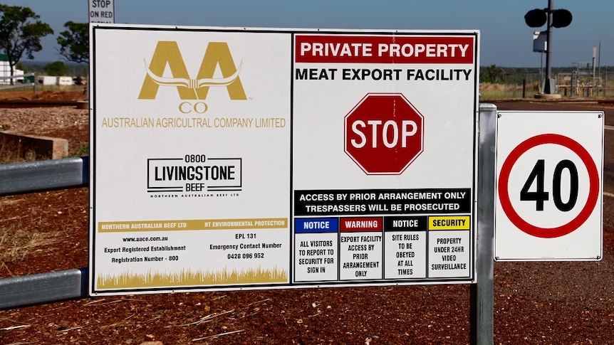 A sign outside the Livingstone Beef facility