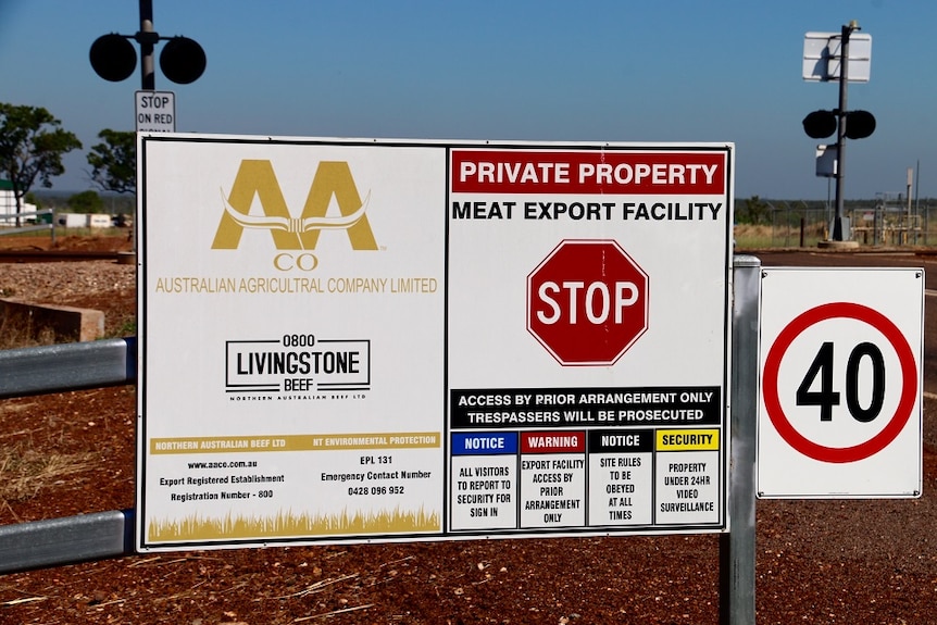 A sign outside the Livingstone Beef facility