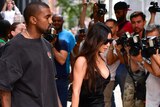 Kanye West and Kim Kardashian seen on the streets of Manhattan.