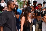 Kanye West and Kim Kardashian seen on the streets of Manhattan.