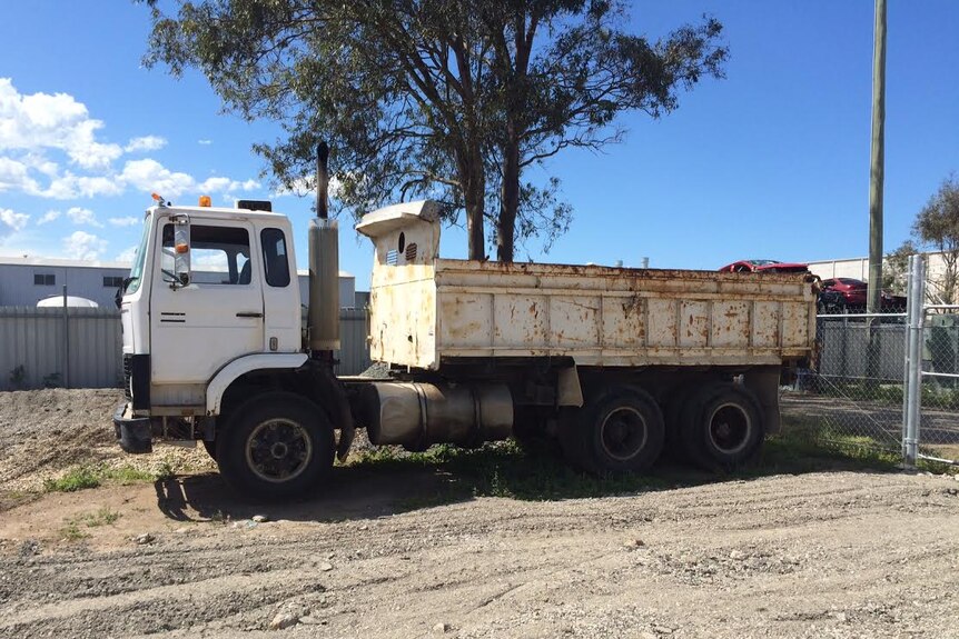 Photo of tip truck tendered to trade union royal commission hearing in Brisbane