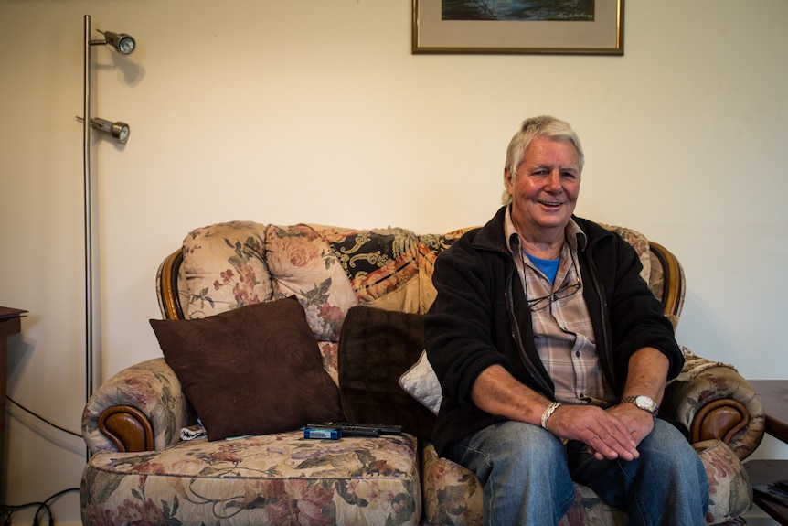 Ex-Theatre Royal owner from 1979 to 1999, Ray Lindstrom sitting at home on his couch.