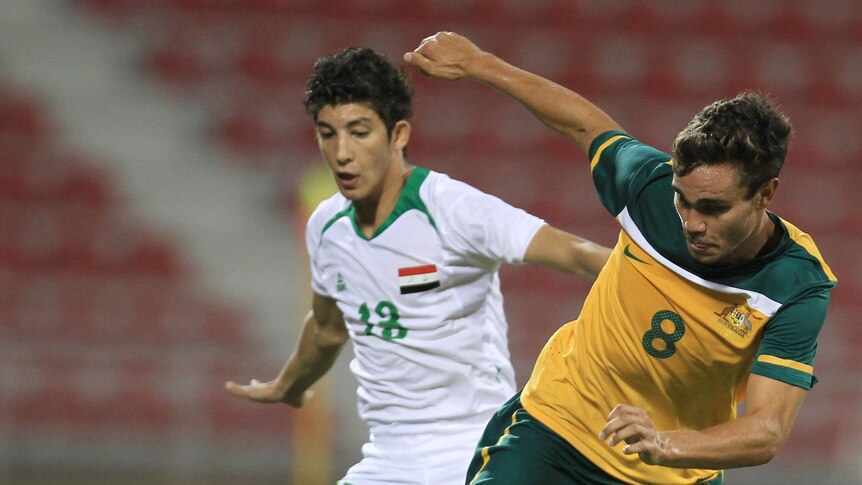 James Brown playing for Olyroos against Iraq