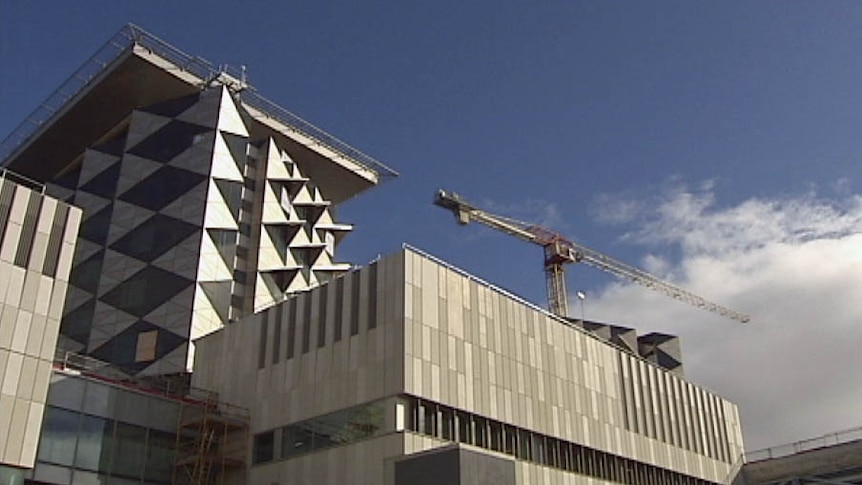 Fiona Stanley Hospital with crane in background