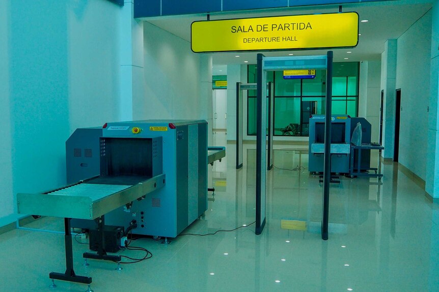 The security machines at the departure hall of Xanana Gusmao Airport