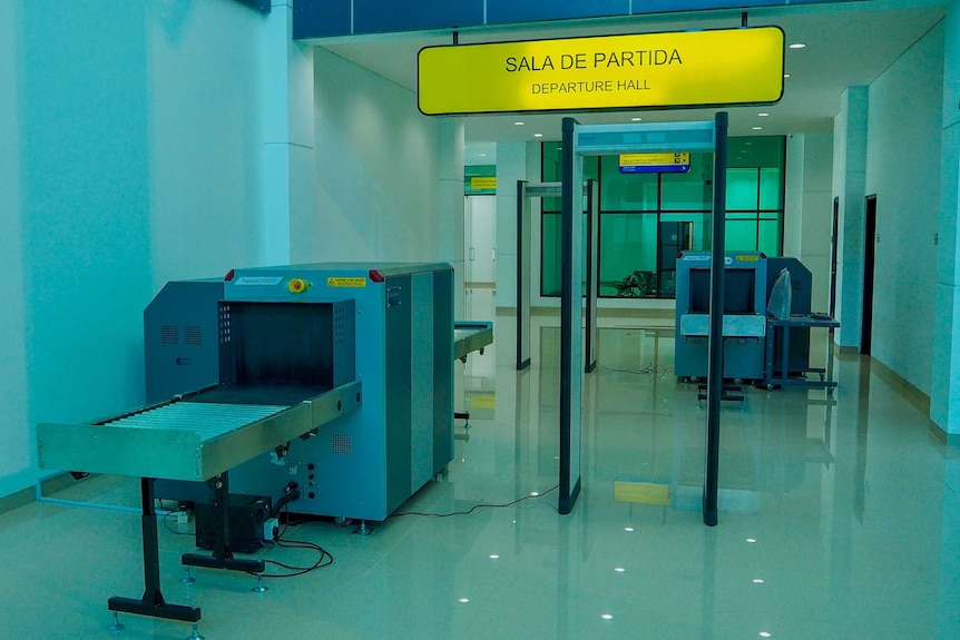 The security machines at the departure hall of Xanana Gusmao Airport