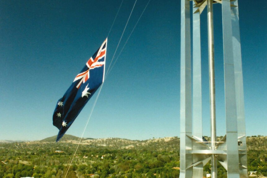 First flag being raised at Parliament House