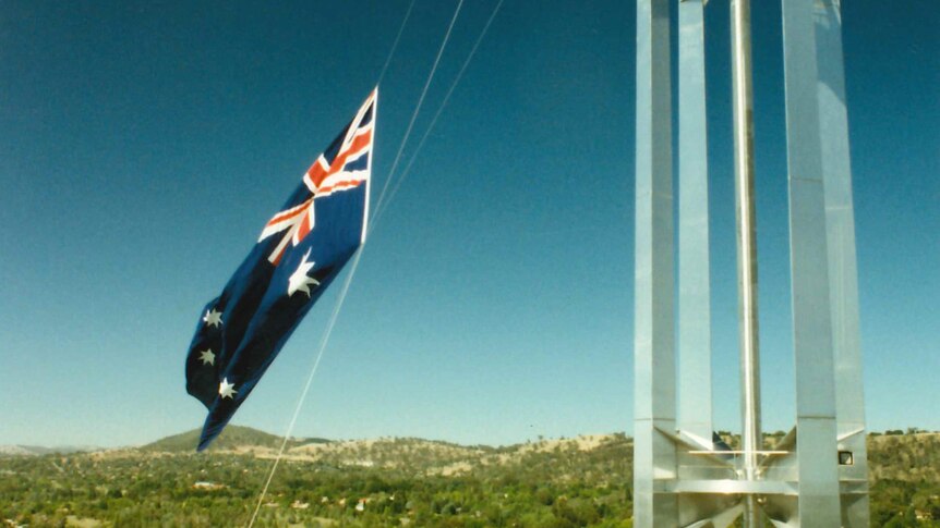 First flag being raised at Parliament House