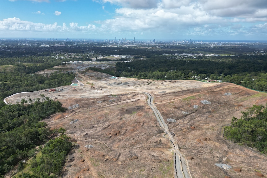 A drone image of the SkyRidge development site on the Gold Coast