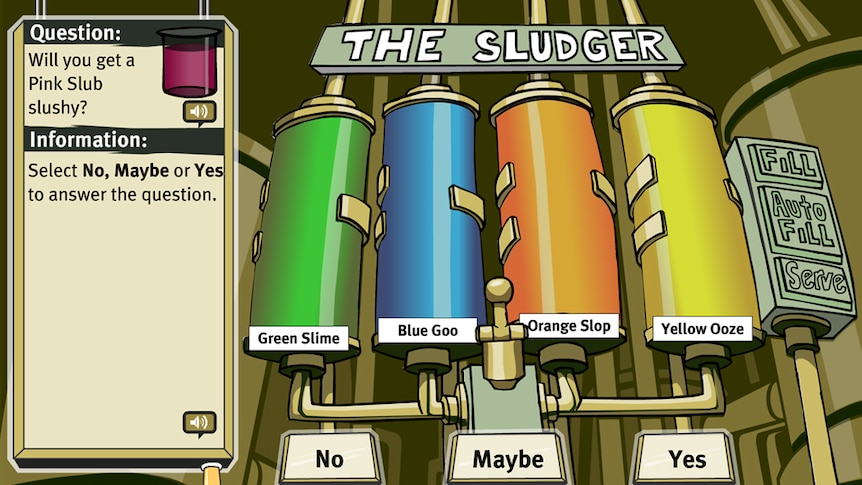 Cartoon machine with label "The Sludger"