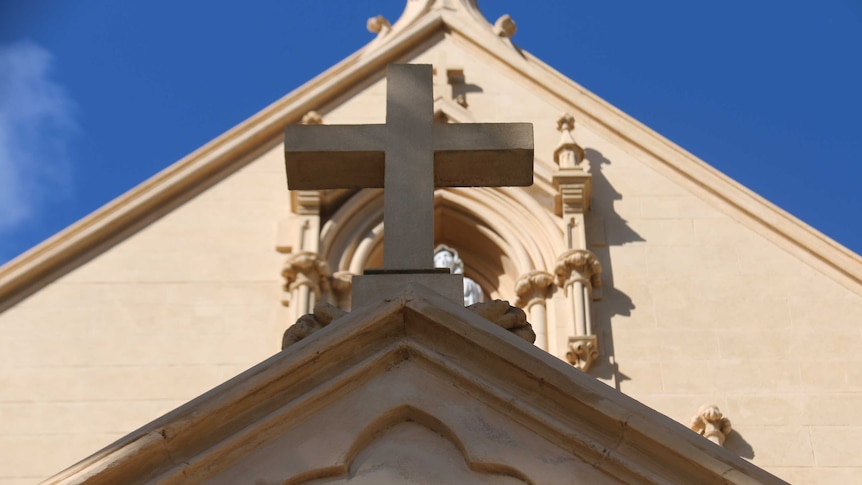 A close up of the cross above St Mary's Cathedral in Perth.