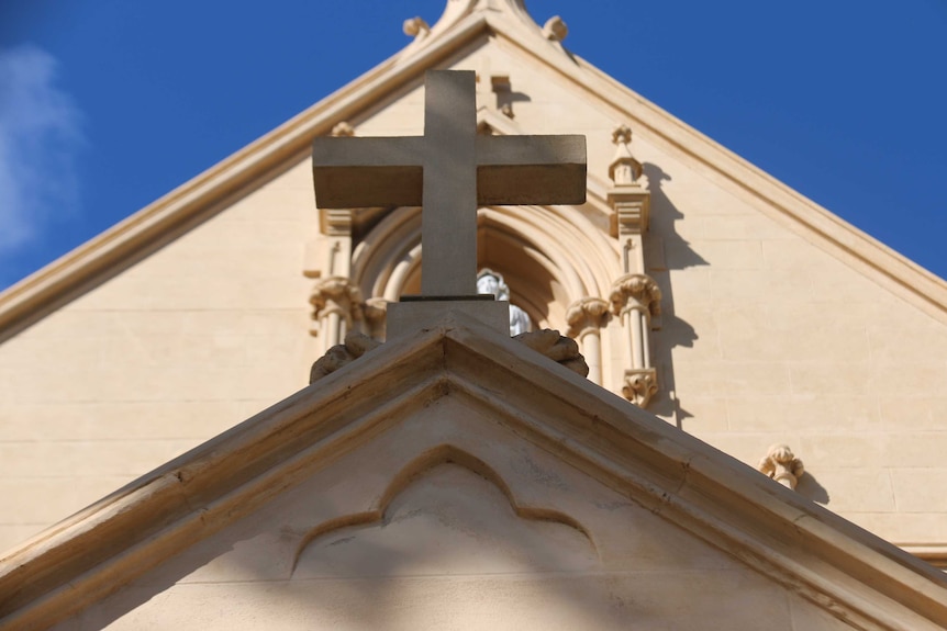 A close up of the cross above St Mary's Cathedral in Perth.