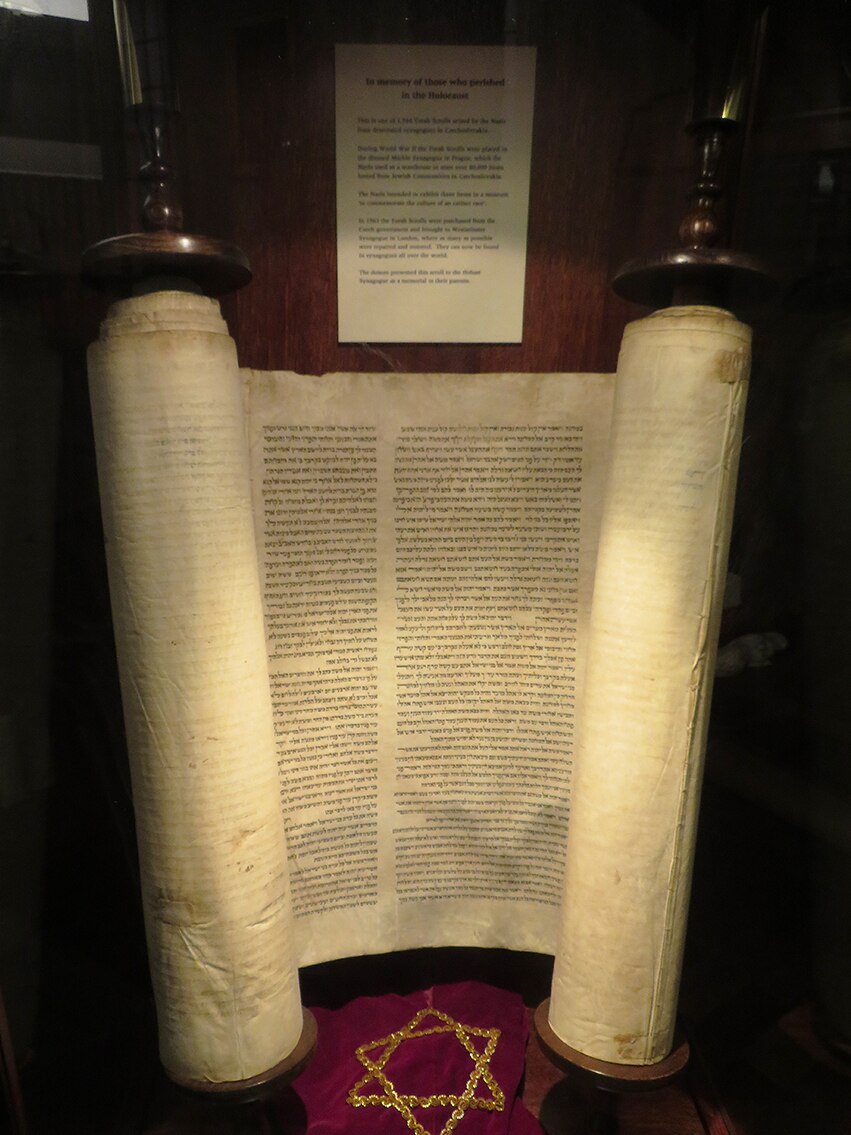 Jewish Torah Scroll on display at Hobart's synagogue.