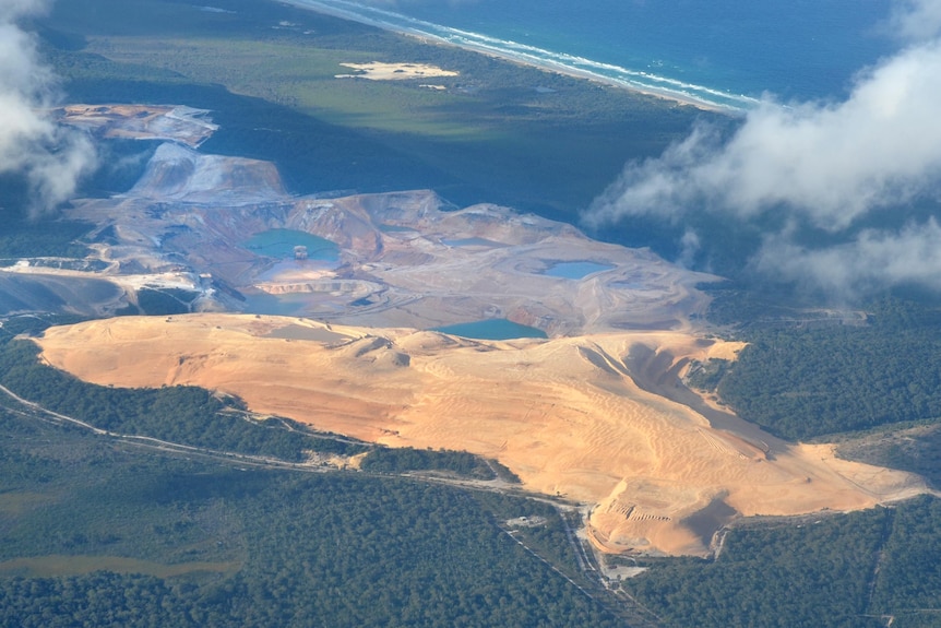 Aerial view of the sand mine on North Stradbroke Island off Brisbane in 2012.